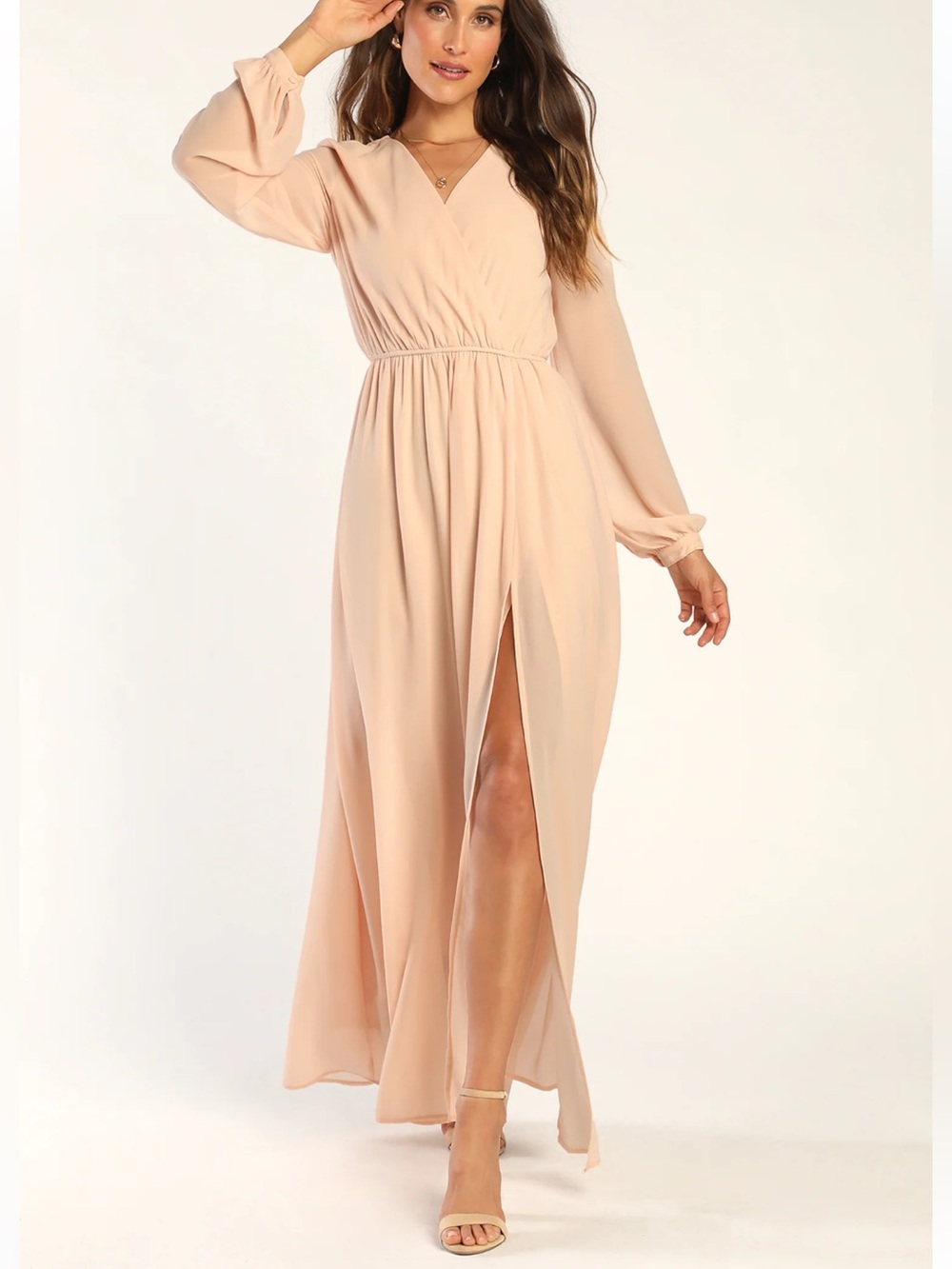 Lulu’s Wondrous Water Lilies Blush Pink Maxi Dress